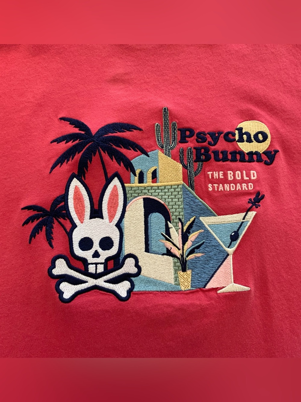 Psycho Bunny Coral-Red Short Sleeve Tee with Graphic